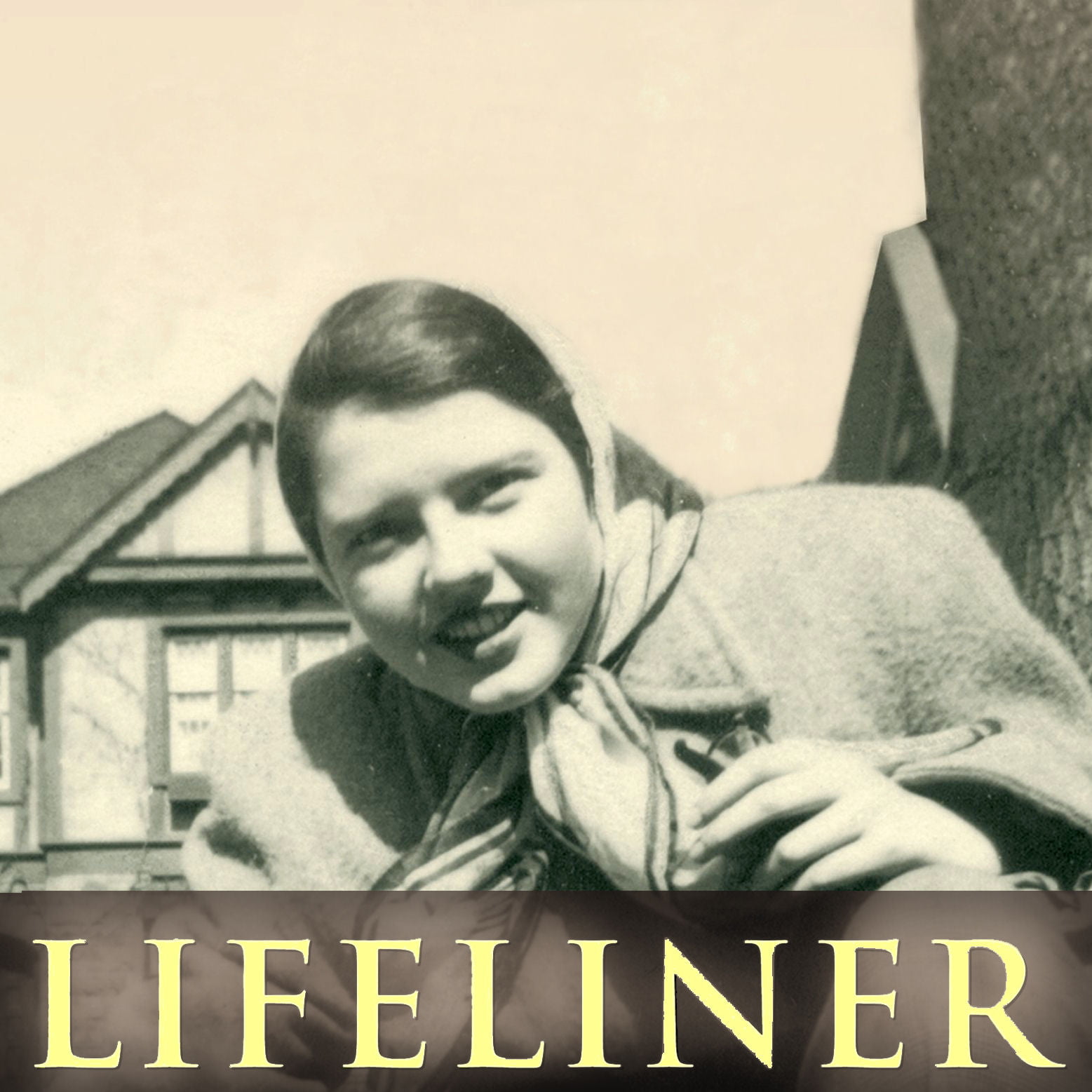 Lifeliner title in banner beneath Judy's portrait in sepia tones. Square Featured Image