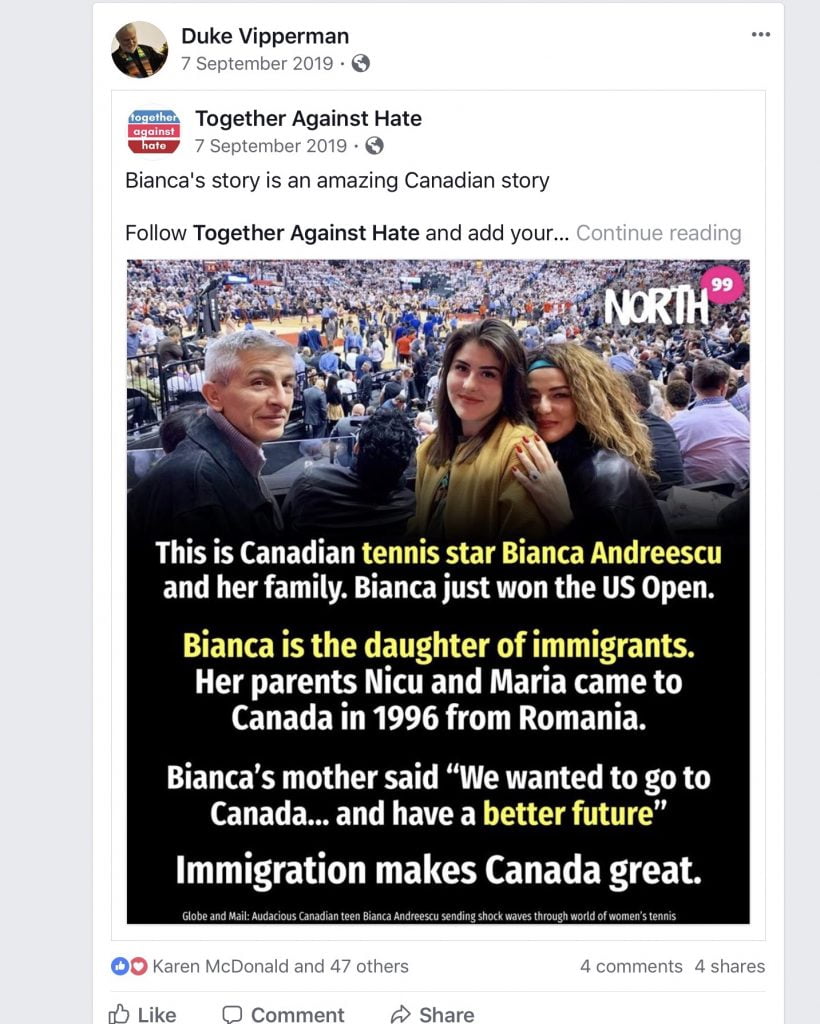 Bianca just won the US Open. Immigration makes Canada great.
