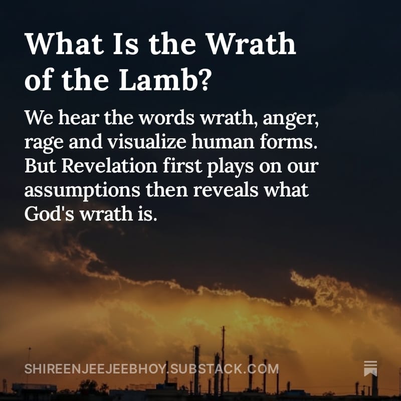 Shareable image for Revelation Post with dramatic orange against black skyline image. Text in white. What Is the Wrath of the Lamb?
We hear the words wrath, anger, rage and visualize human forms. But Revelation first plays on our assumptions then reveals what God's wrath is.