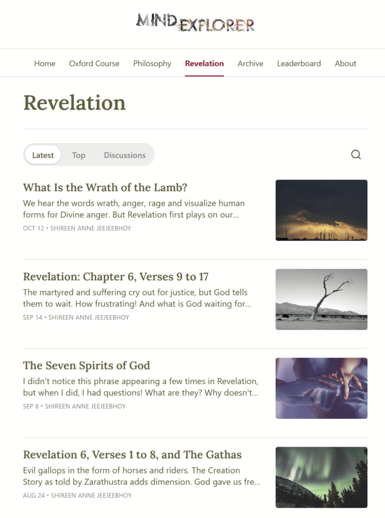 Screenshot of latest Revelation posts on Substack with Wrath of Lamb Revelation Post at the top.