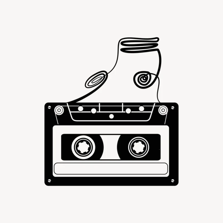 Cassette tape sticker, music illustration