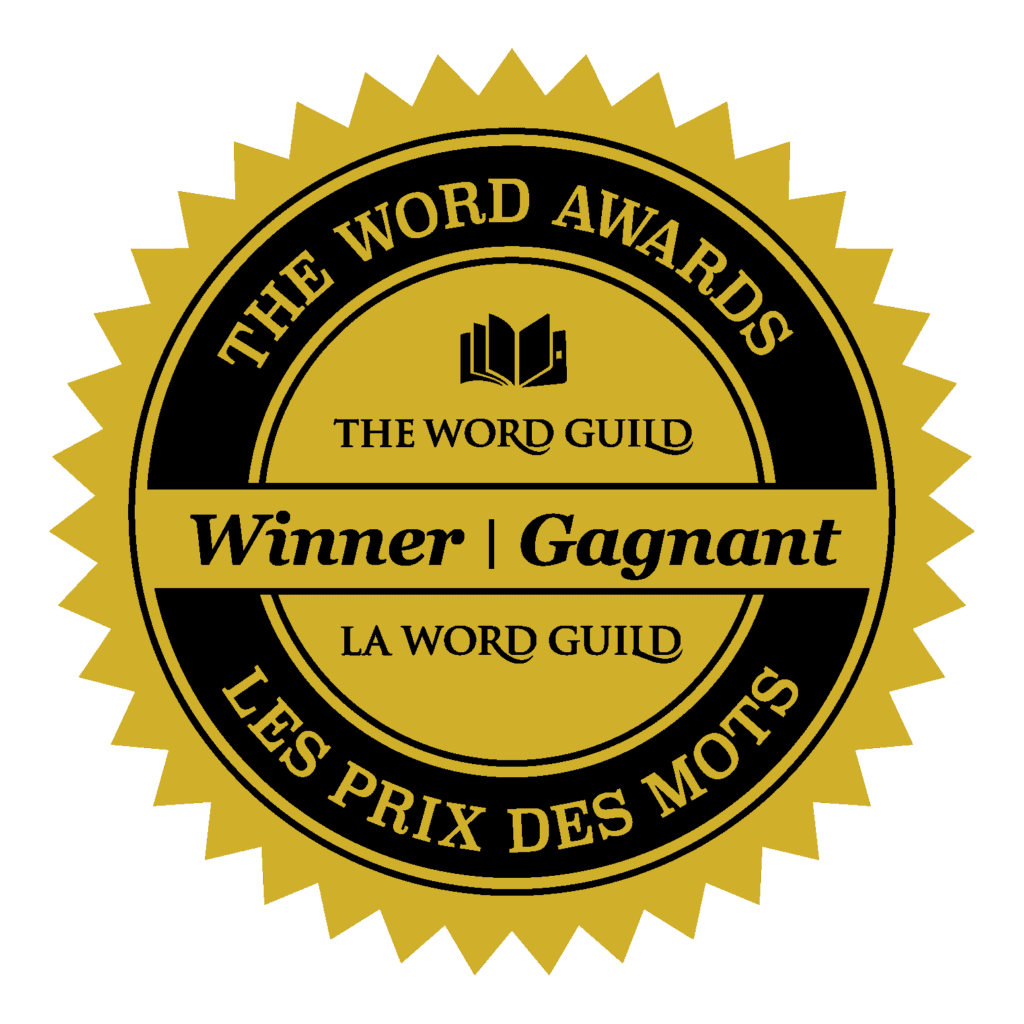 Word Award Winner Sticker in Gold. Words in French and English. By The Word Guild