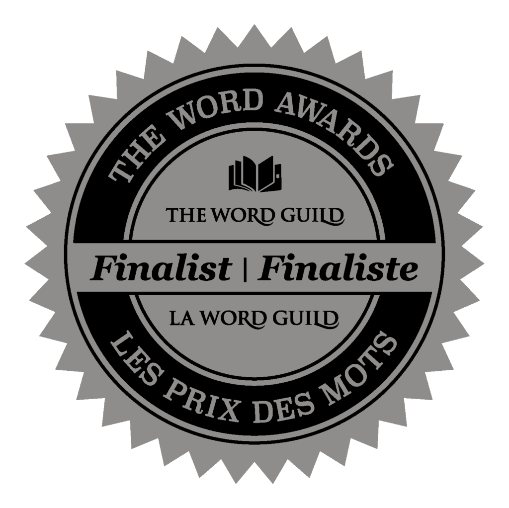 Word Award Sticker in Pewter silver. Words in English are The Word Awards, The Word Guild Finalist.